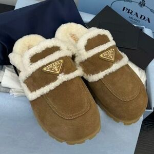 Prada Brown and Cream Women's Slippers